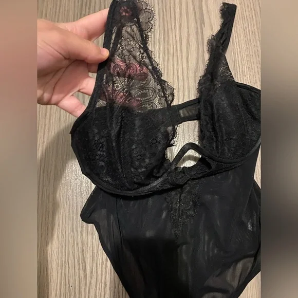 Dynamite Mesh and Lace Thong Bodysuit - Picture 2 of 8